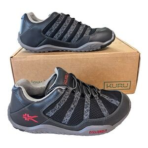 KURU Chicane Shoes Mens Size 9.5 Wide Black Gray Leather Trail Sneakers Comfort